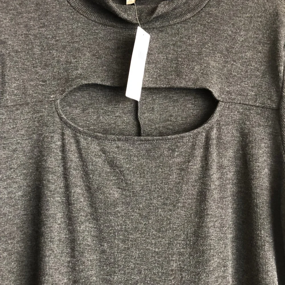 NWT Anthropologie Bordeaux Womens Sweater Dress XL Gray Mock Neck Maxi Stretch - Picture 9 of 10